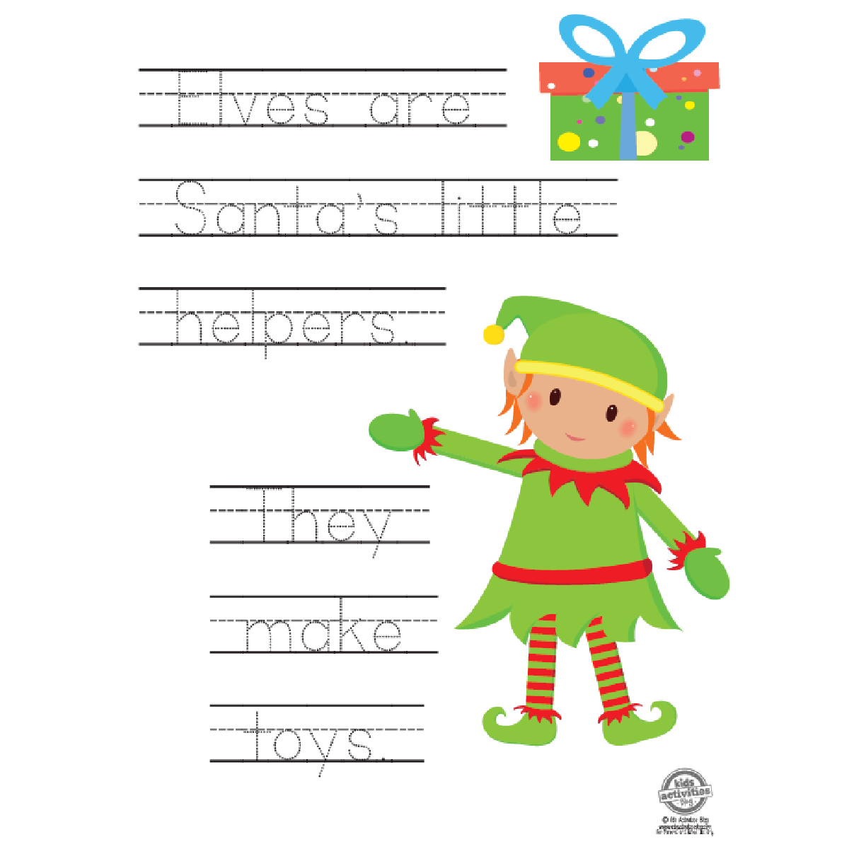 free printable christmas writing practice worksheets | kids